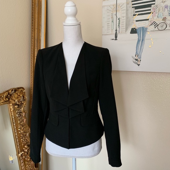 White House Black Market Jackets & Blazers - White House Black Market Black PleatedRuffleJacket